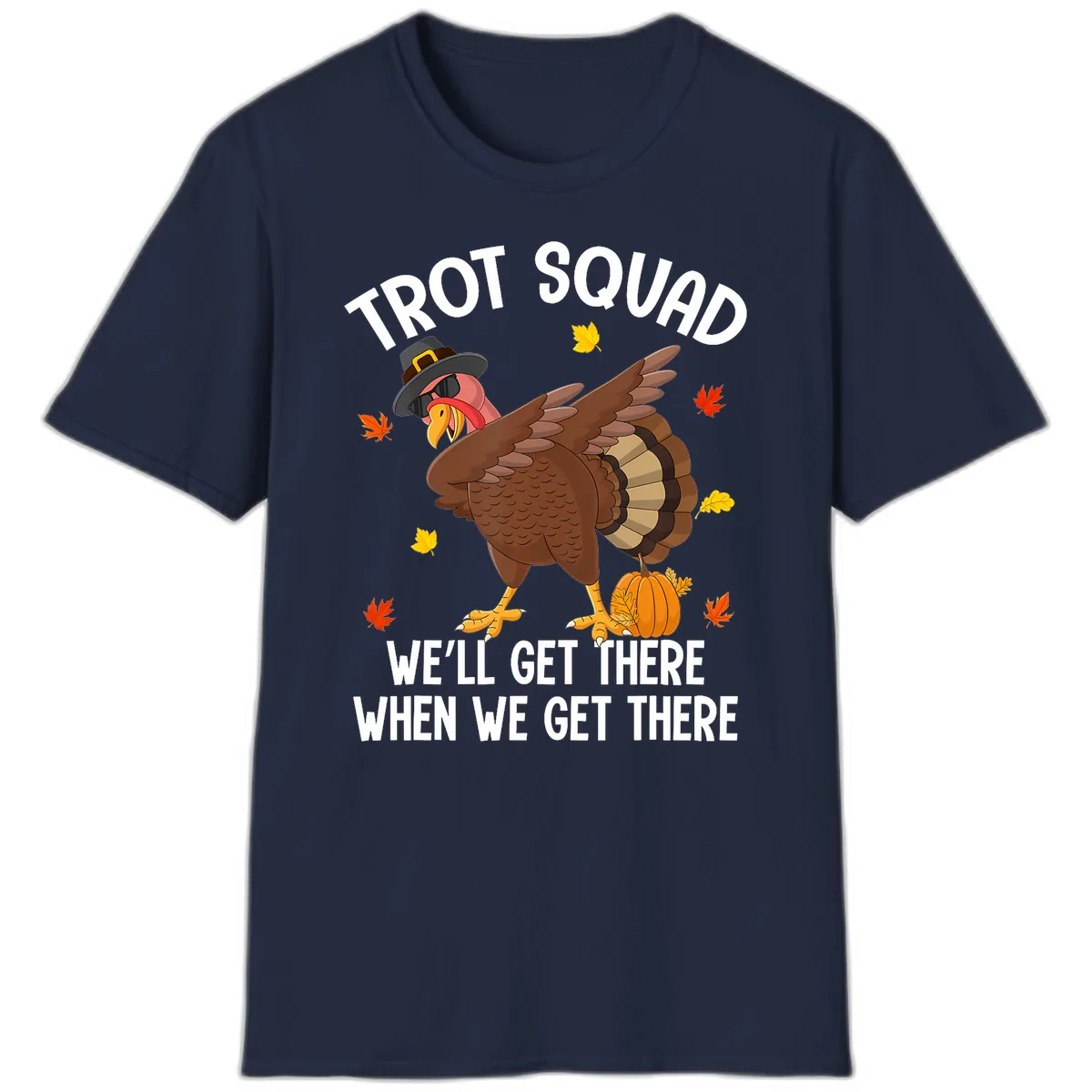 Turkey Trot Squad Thanksgiving Run T-Shirt in Navy