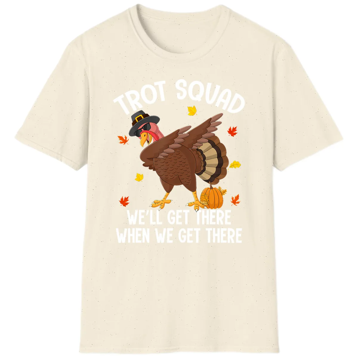 Turkey Trot Squad Thanksgiving Run T-Shirt in Natural