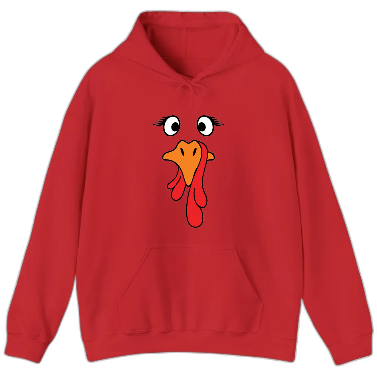 Funny Turkey Face Thanksgiving Trot Hoodie in Red