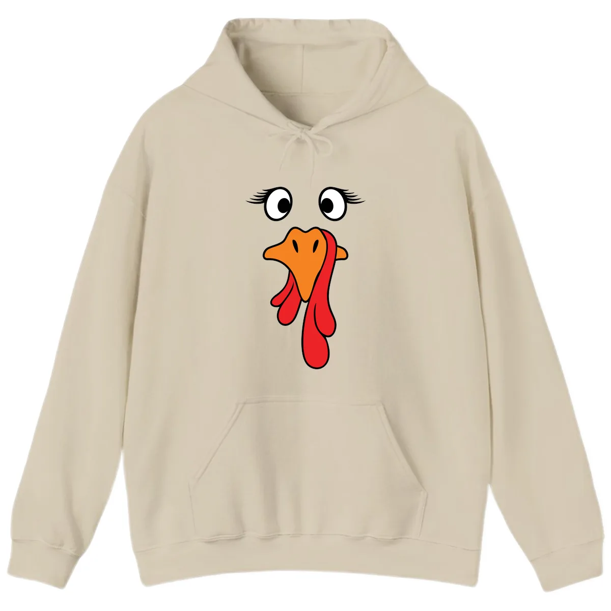 Funny Turkey Face Thanksgiving Trot Hoodie in Sand