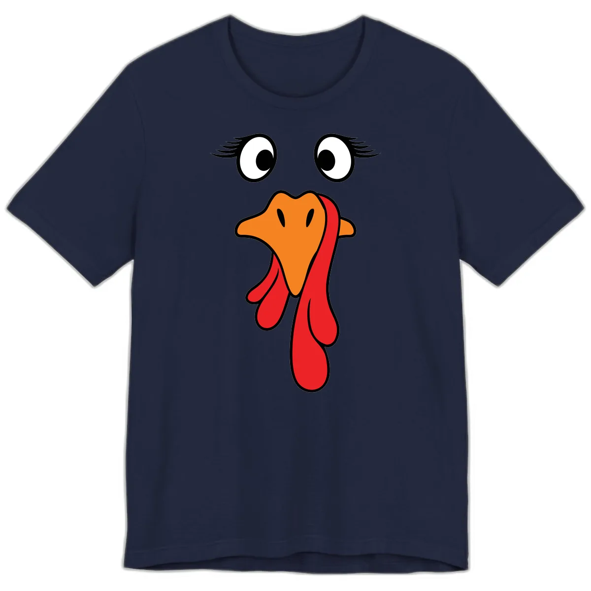 Funny Turkey Face Thanksgiving Trot Premium T-Shirt in Navy