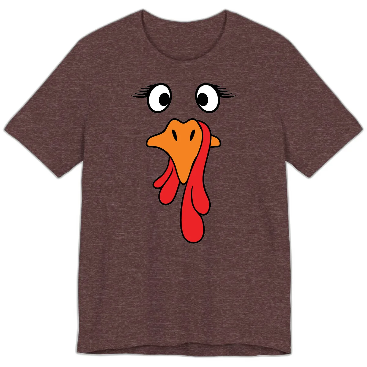 Funny Turkey Face Thanksgiving Trot Premium T-Shirt in Heather Maroon