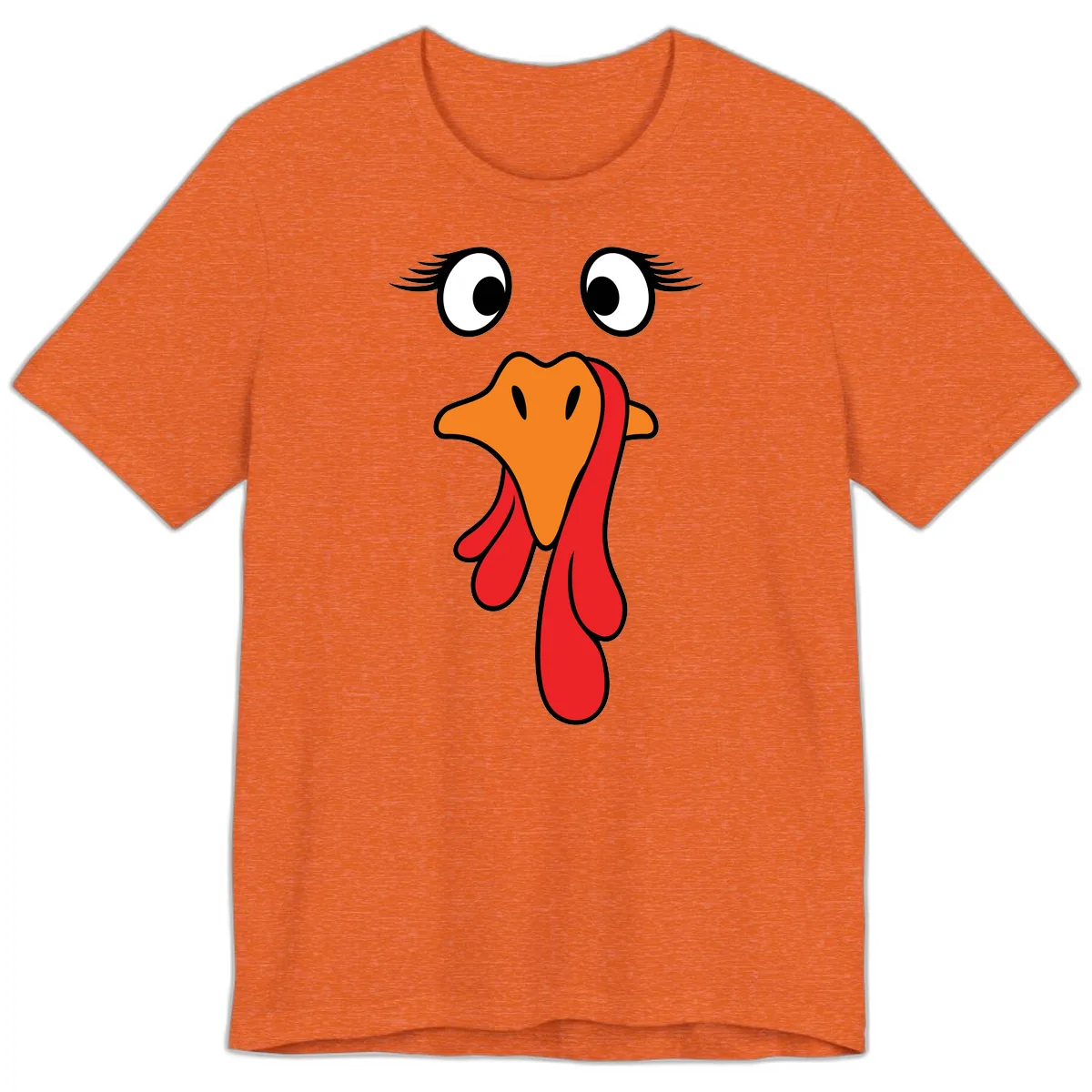 Funny Turkey Face Thanksgiving Trot Premium T-Shirt in Heather Orange