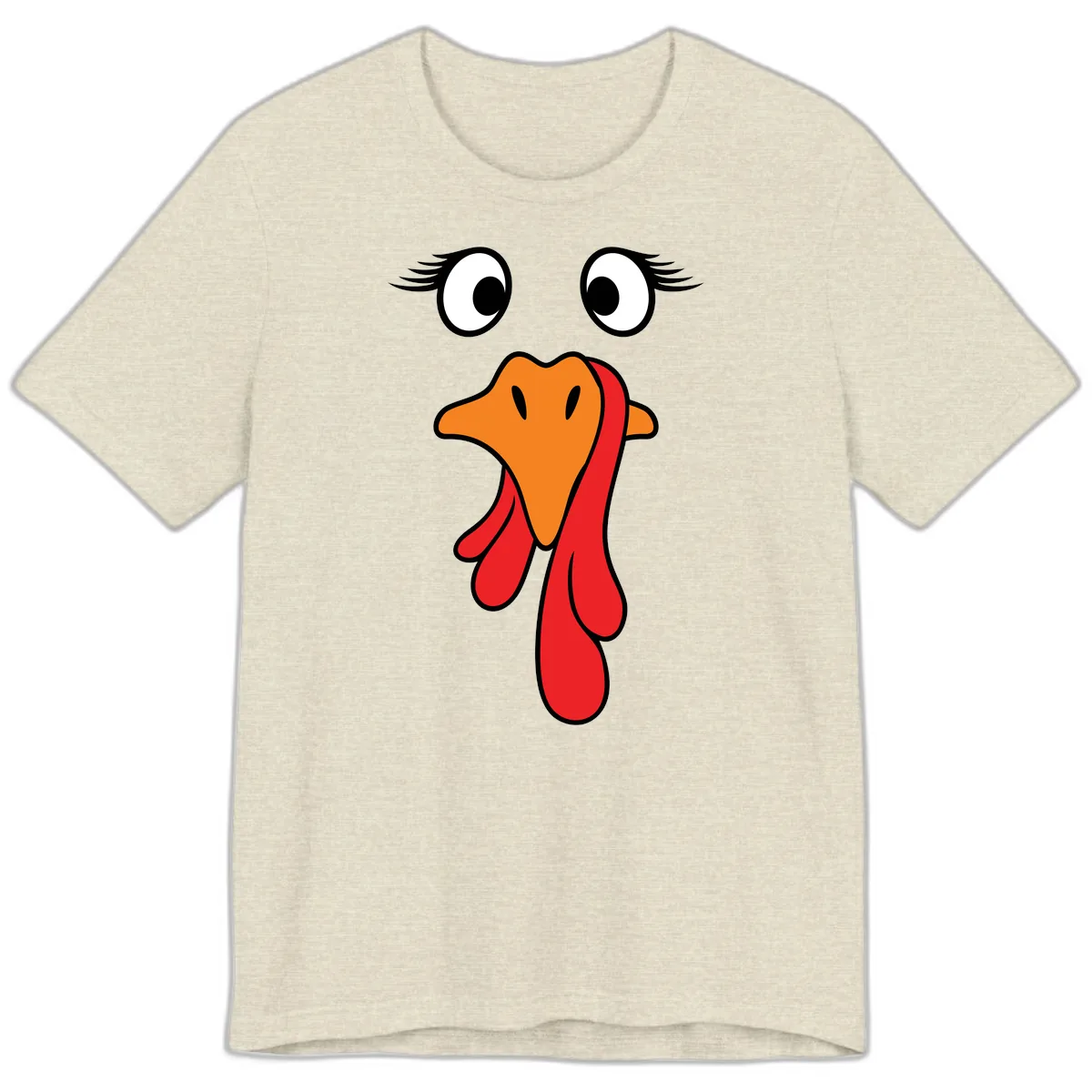 Funny Turkey Face Thanksgiving Trot Premium T-Shirt in Heather Prism Natural
