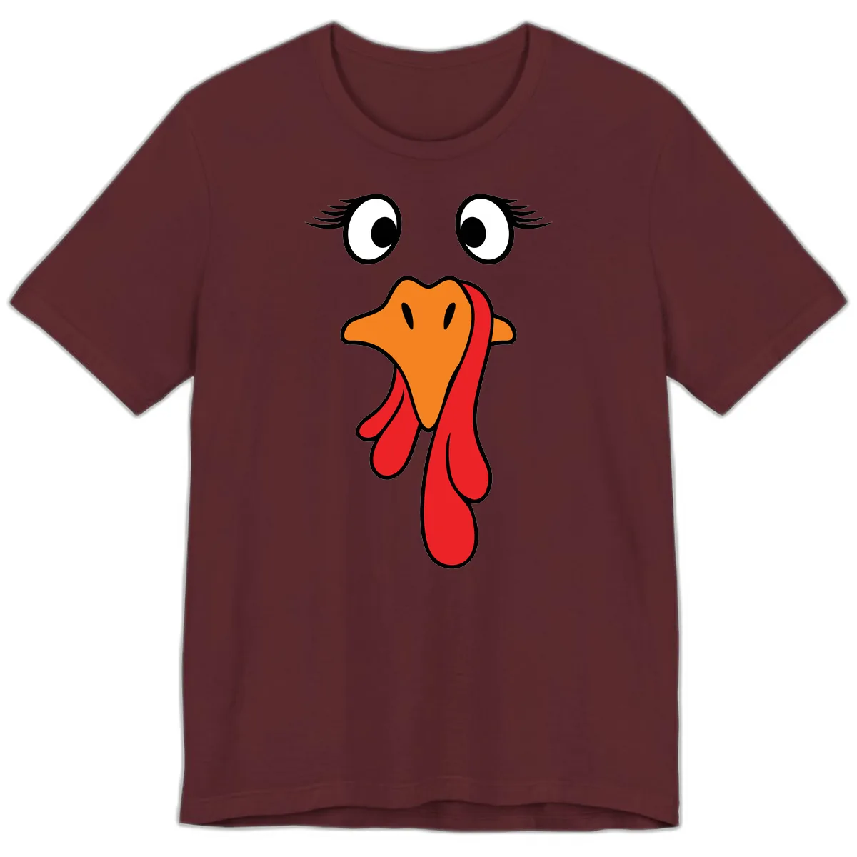 Funny Turkey Face Thanksgiving Trot Premium T-Shirt in Maroon