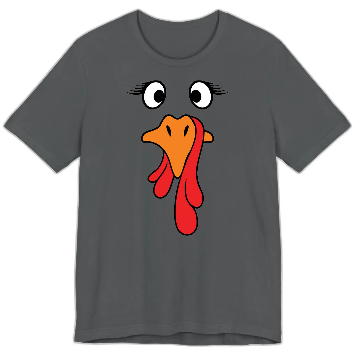 Funny Turkey Face Thanksgiving Trot Premium T-Shirt in Asphalt