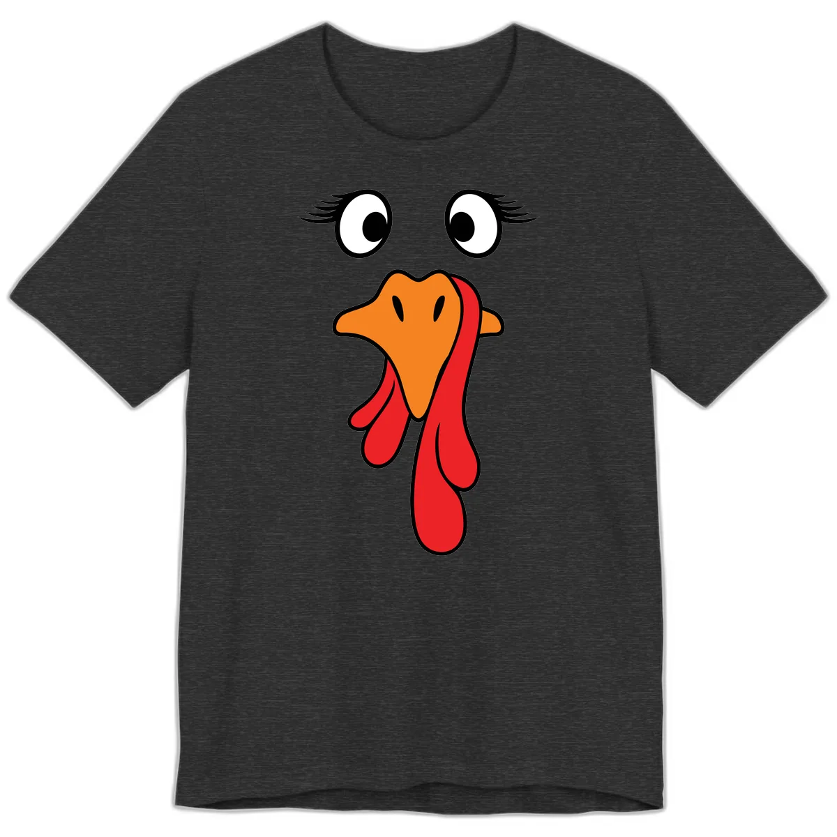 Funny Turkey Face Thanksgiving Trot Premium T-Shirt in Dark Grey Heather
