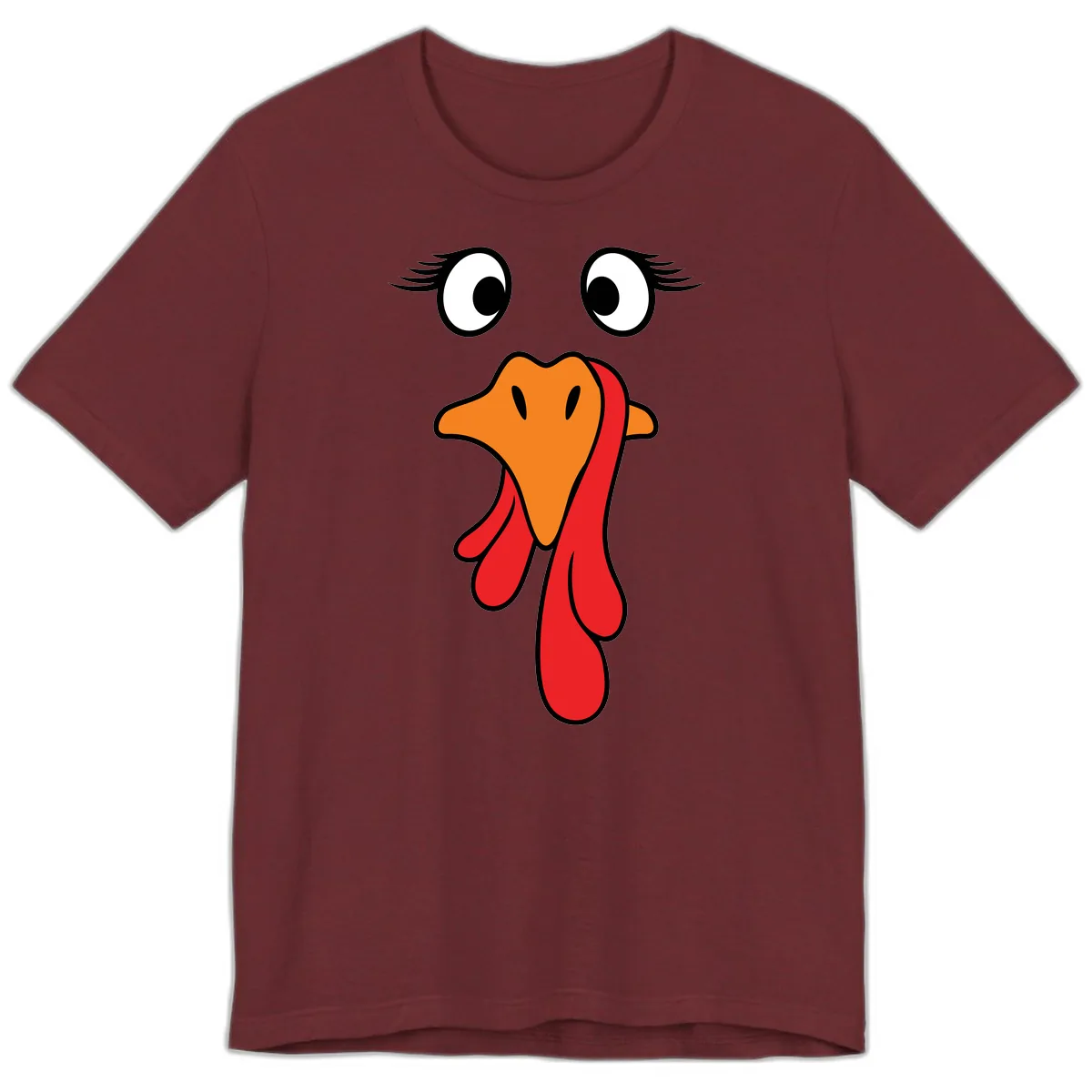 Funny Turkey Face Thanksgiving Trot Premium T-Shirt in Heather Cardinal