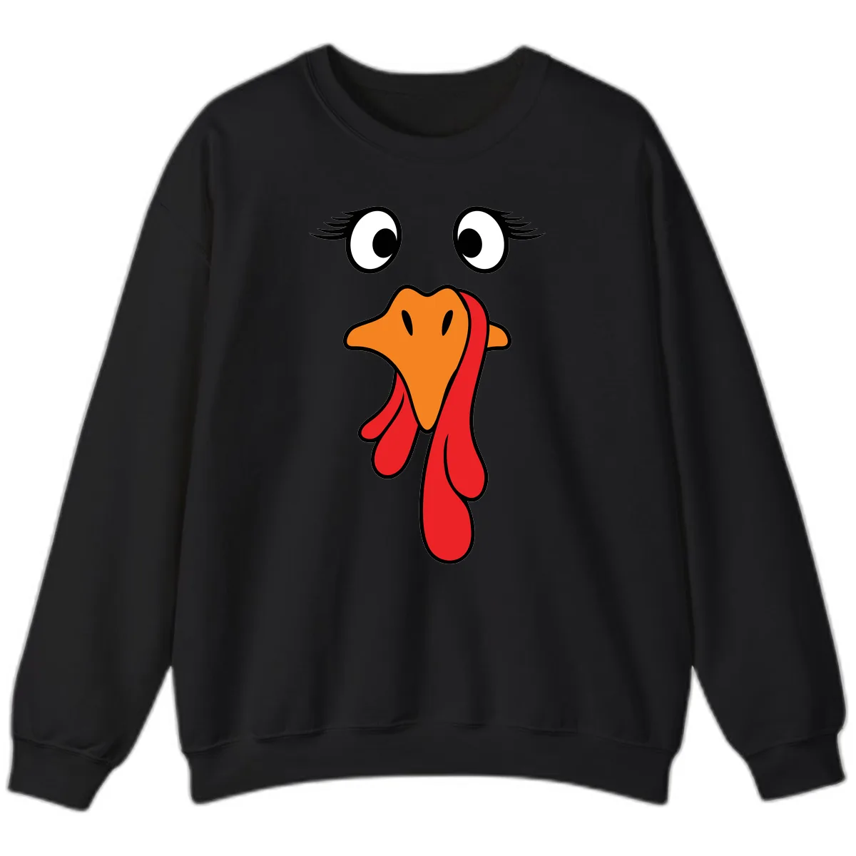 Funny Turkey Face Thanksgiving Trot Sweatshirt in Black