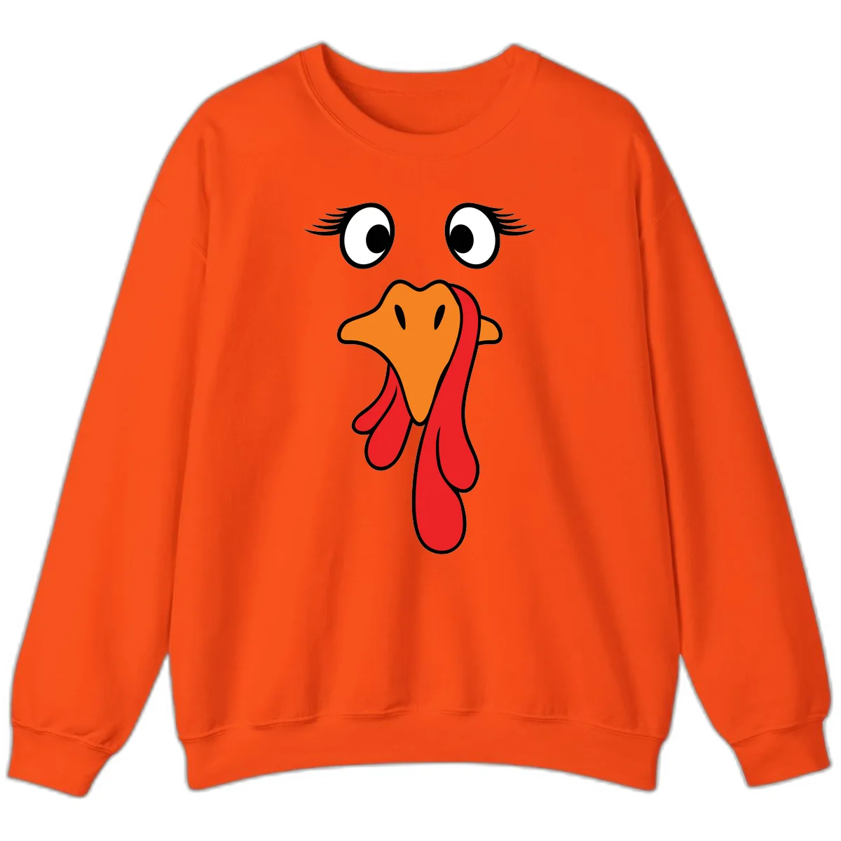 Funny Turkey Face Thanksgiving Trot Sweatshirt in Orange