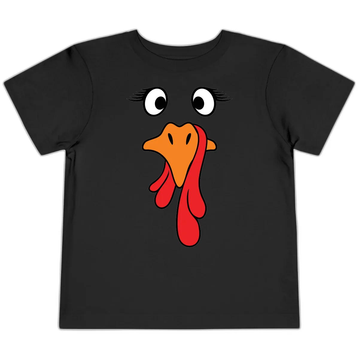 Funny Turkey Face Thanksgiving Trot Toddler T-Shirt in Black