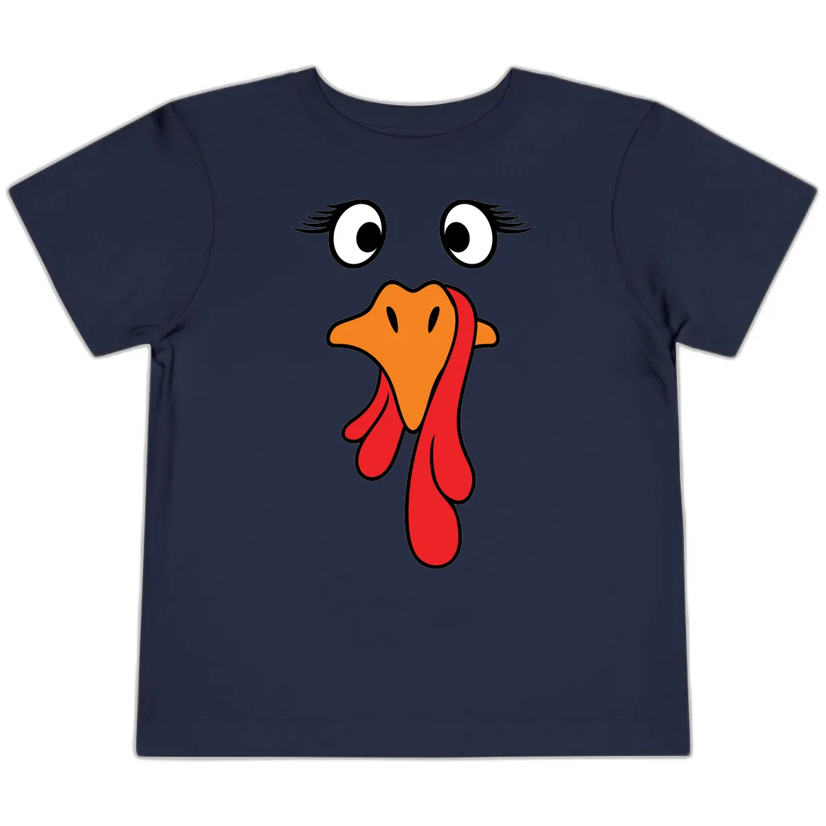 Funny Turkey Face Thanksgiving Trot Toddler T-Shirt in Navy