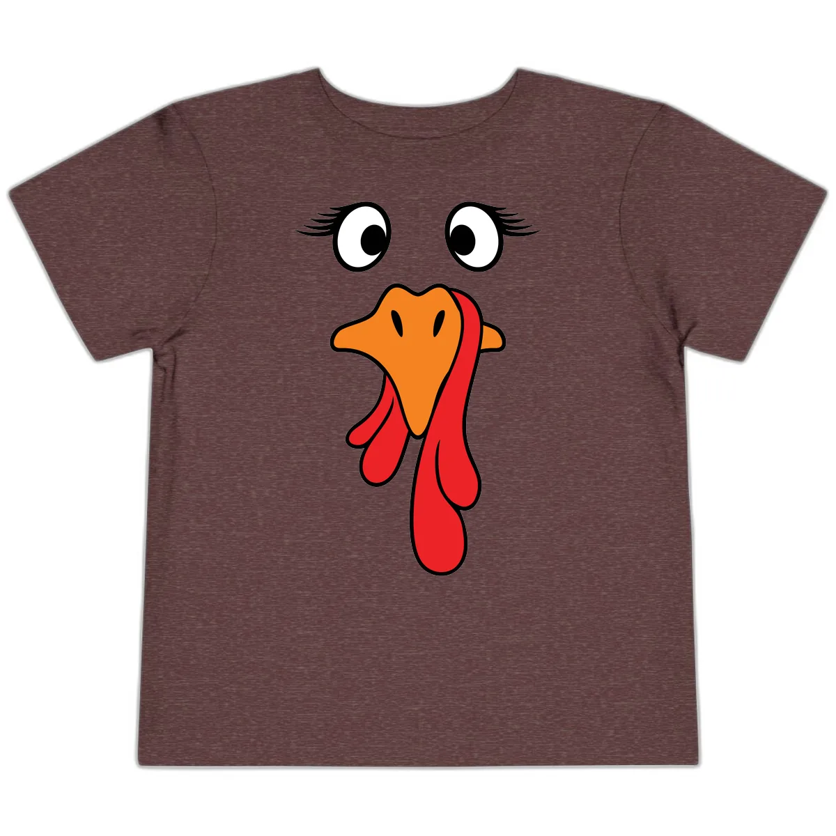Funny Turkey Face Thanksgiving Trot Toddler T-Shirt in Heather Maroon