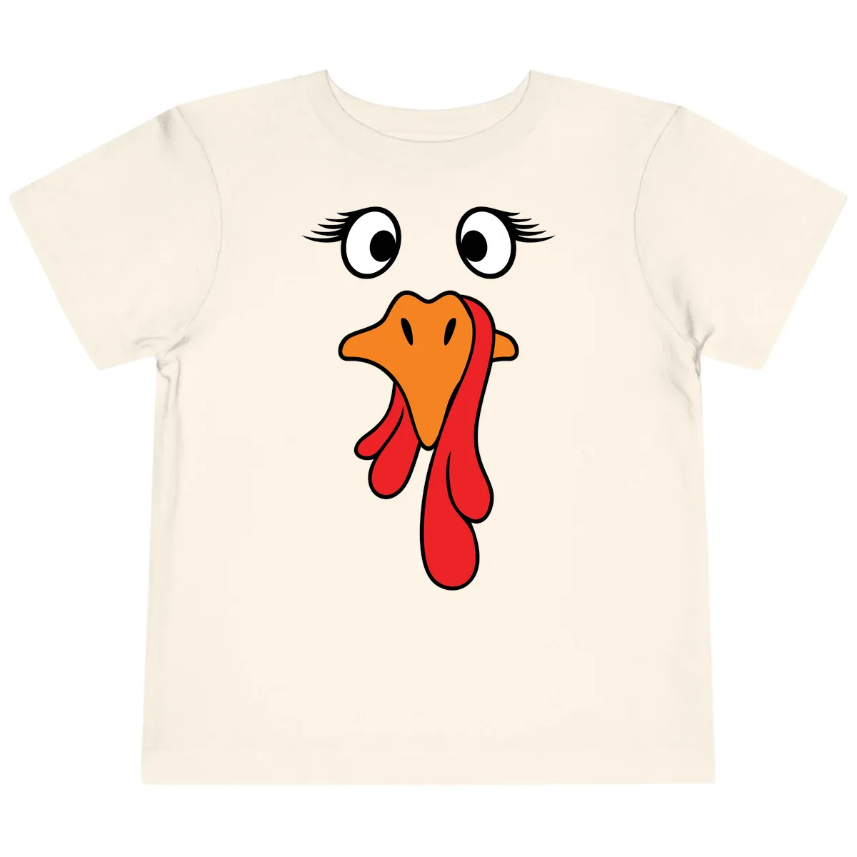 Funny Turkey Face Thanksgiving Trot Toddler T-Shirt in Natural