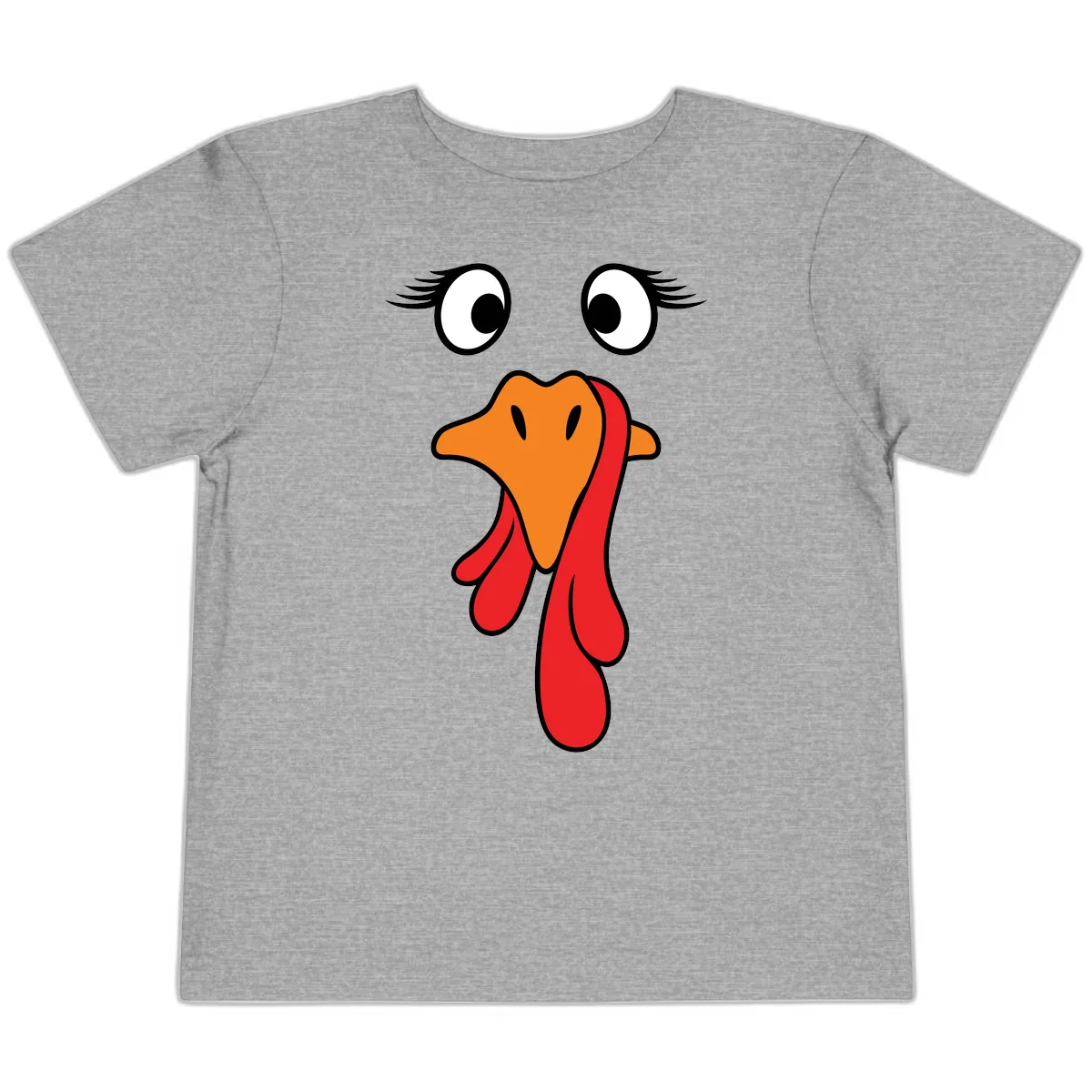 Funny Turkey Face Thanksgiving Trot Toddler T-Shirt in Athletic Heather