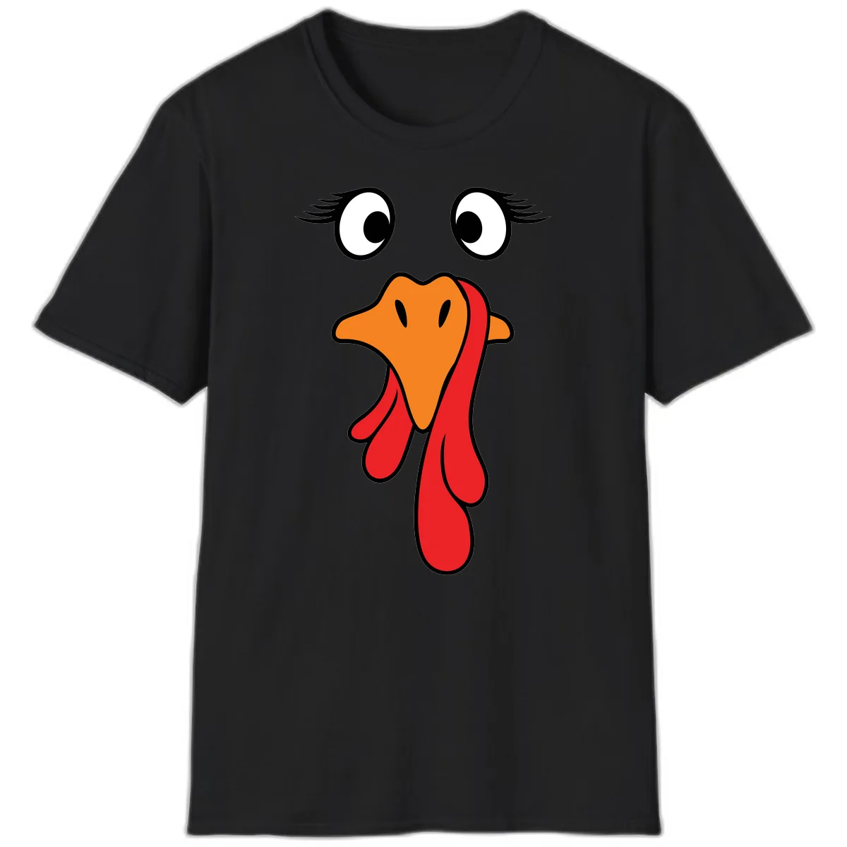 Funny Turkey Face Thanksgiving Trot T-Shirt in Black