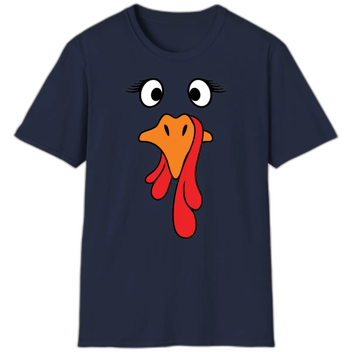 Funny Turkey Face Thanksgiving Trot T-Shirt in Navy
