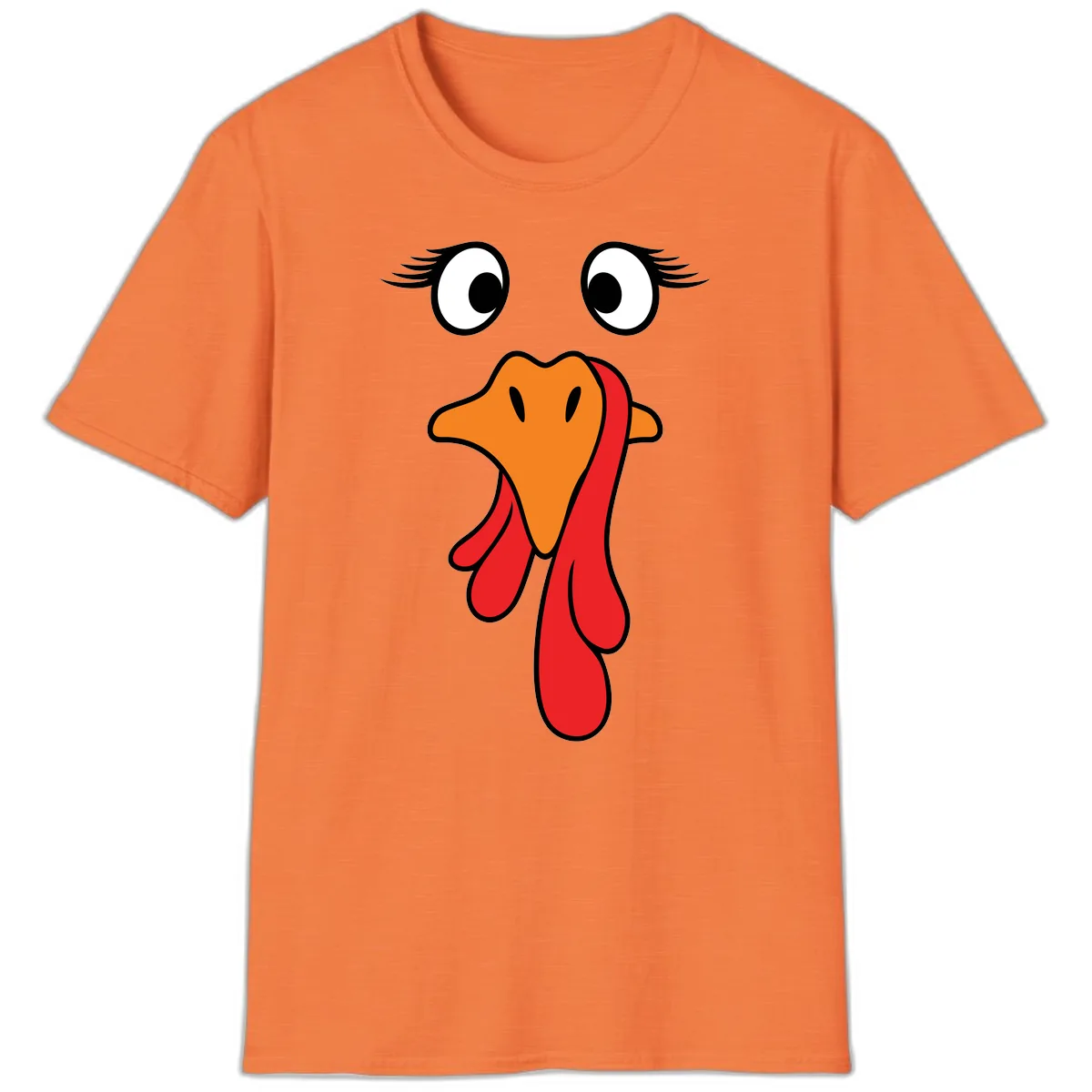Funny Turkey Face Thanksgiving Trot T-Shirt in Heather Orange
