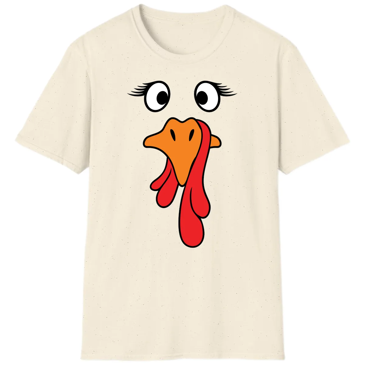 Funny Turkey Face Thanksgiving Trot T-Shirt in Natural