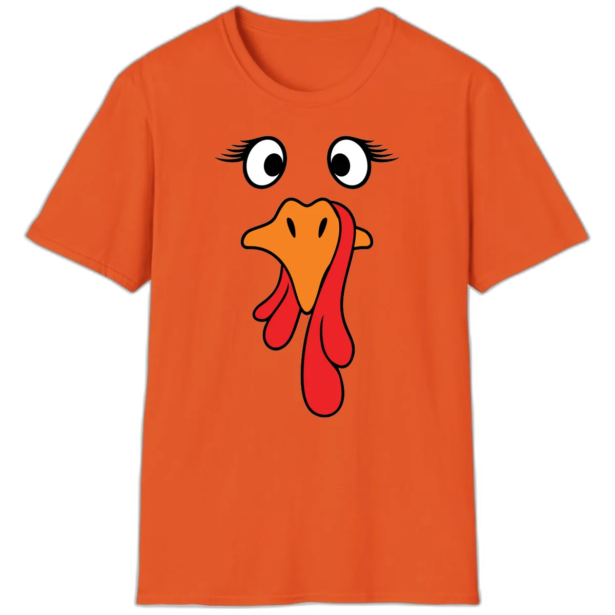Funny Turkey Face Thanksgiving Trot T-Shirt in Orange