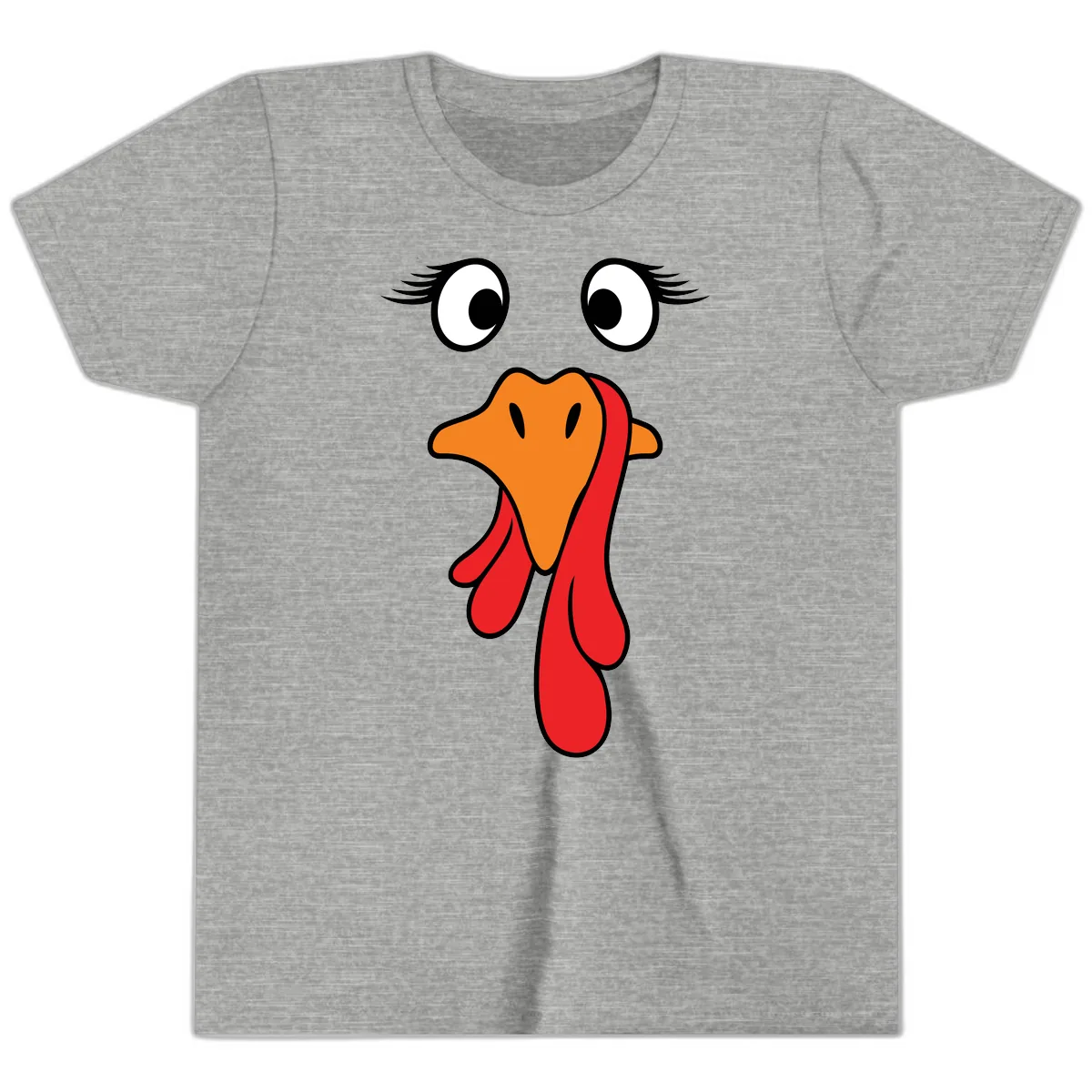 Funny Turkey Face Thanksgiving Trot Youth T-Shirt in Athletic Heather