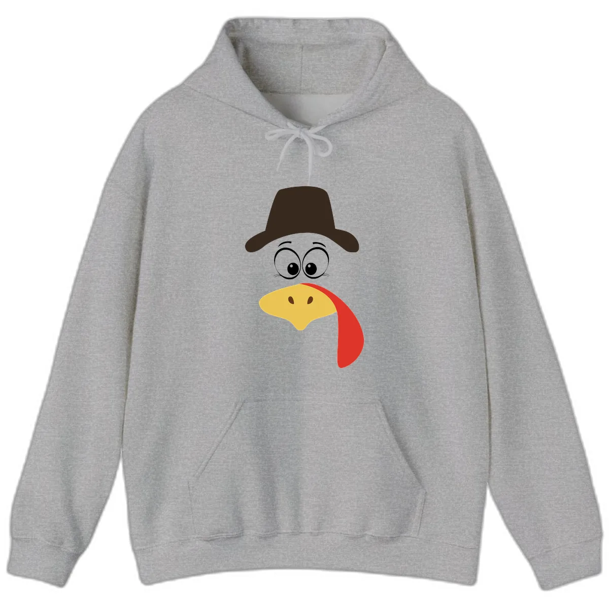 Turkey Trot Cowboy Face Hoodie in Sport Grey