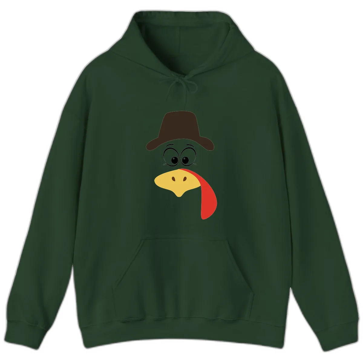 Turkey Trot Cowboy Face Hoodie in Forest Green