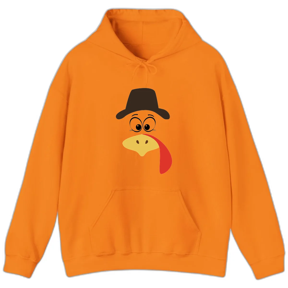 Turkey Trot Cowboy Face Hoodie in Safety Orange