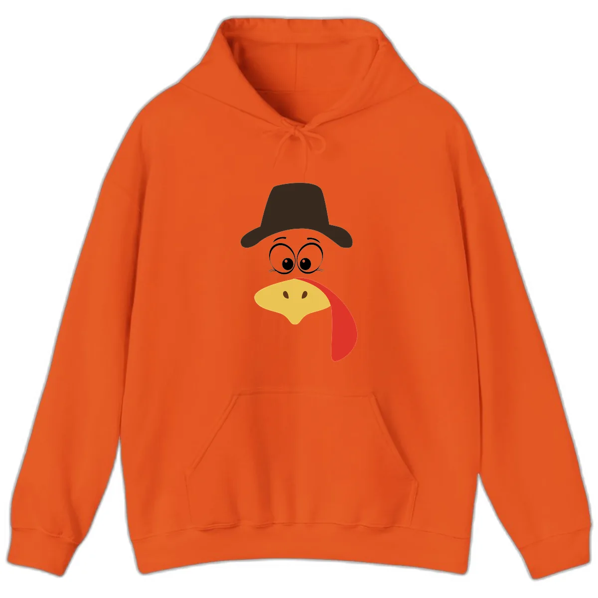Turkey Trot Cowboy Face Hoodie in Orange