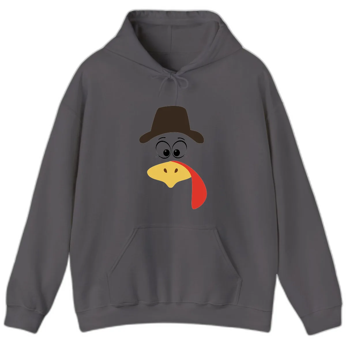 Turkey Trot Cowboy Face Hoodie in Charcoal