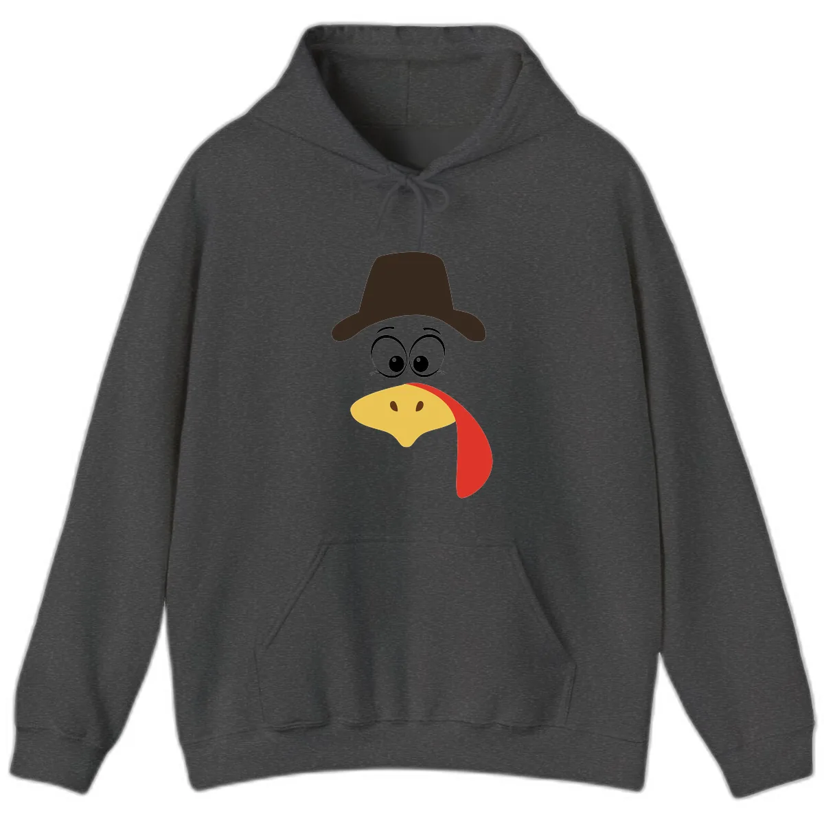 Turkey Trot Cowboy Face Hoodie in Dark Heather
