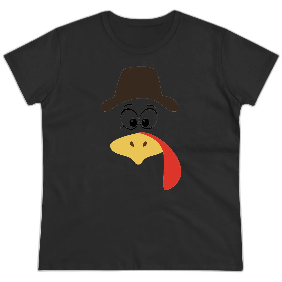 Turkey Trot Cowboy Face Ladies Tee in Black