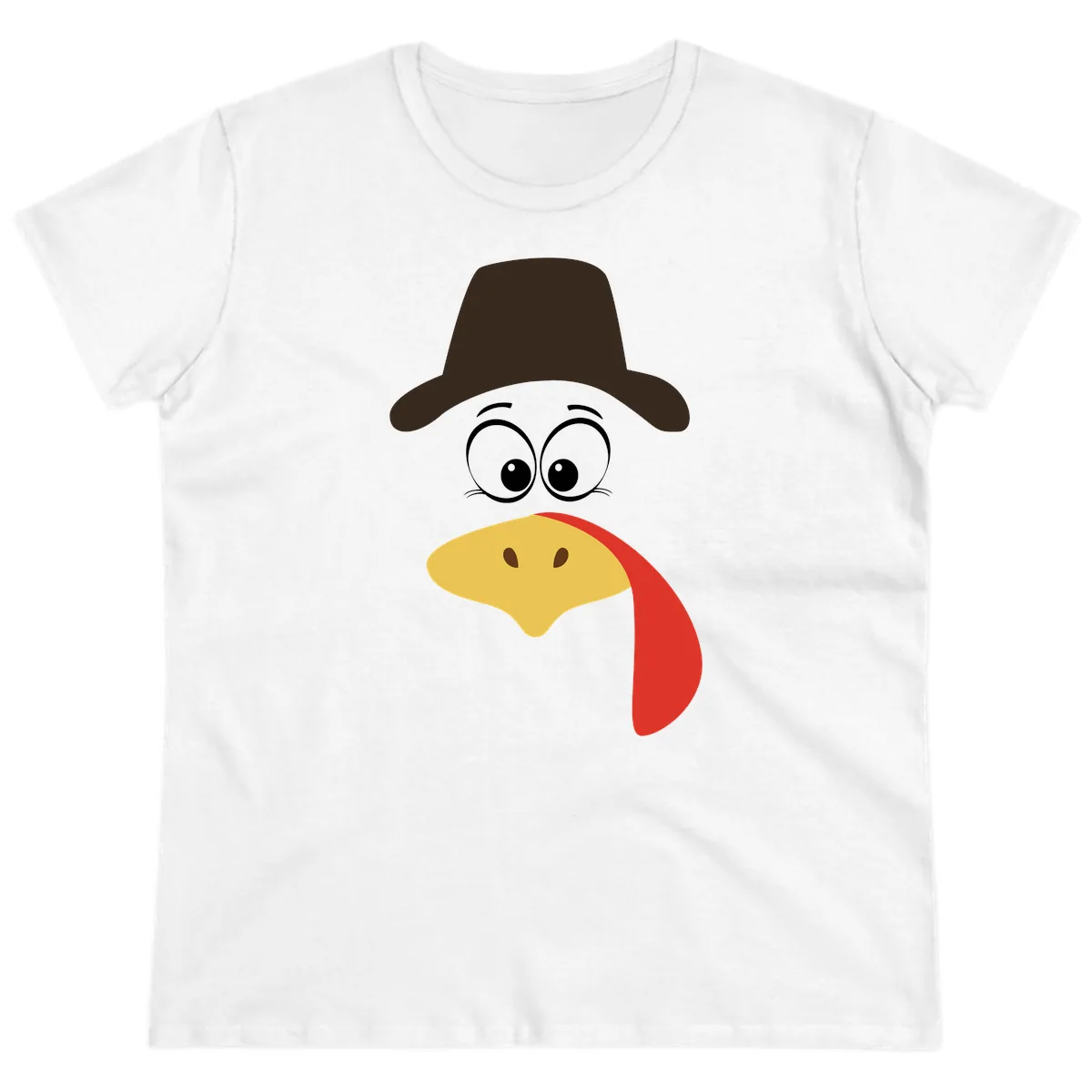 Turkey Trot Cowboy Face Ladies Tee in White