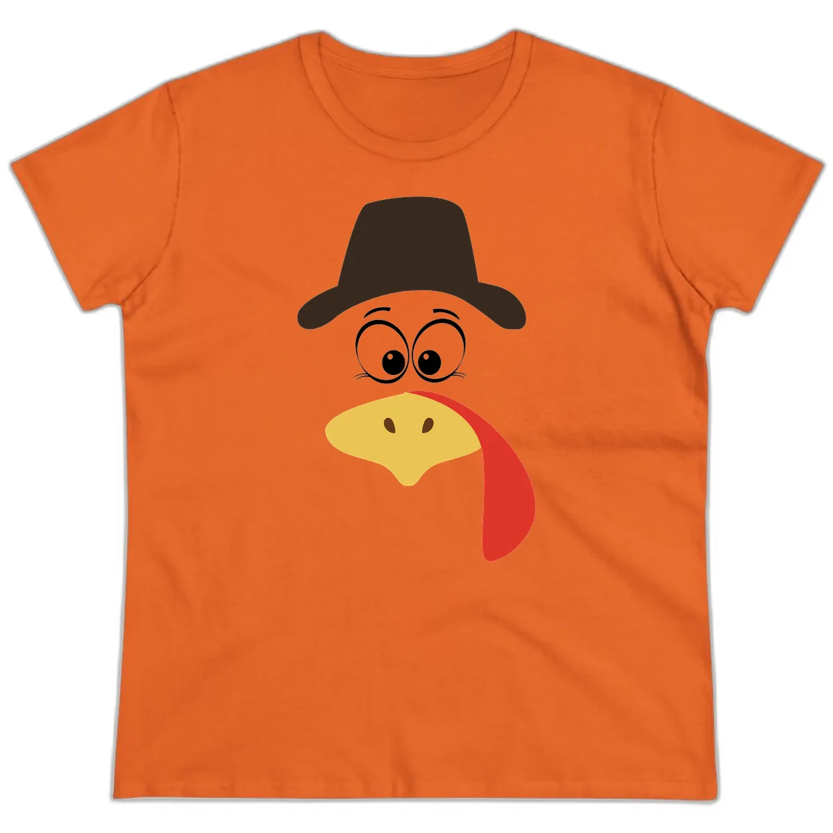 Turkey Trot Cowboy Face Ladies Tee in Orange