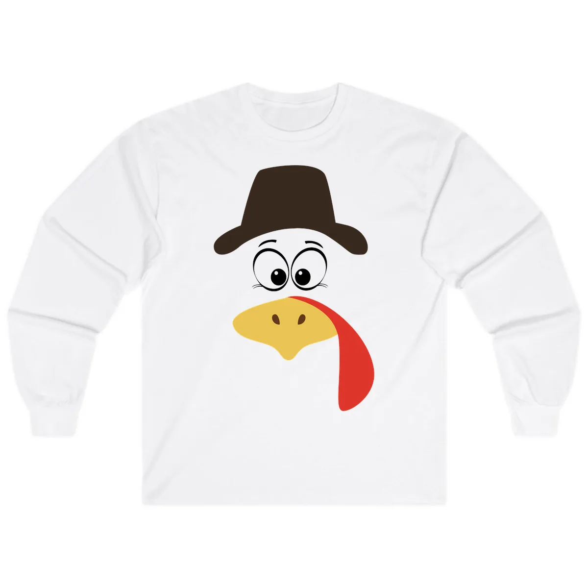 Turkey Trot Cowboy Face Long Sleeve in White