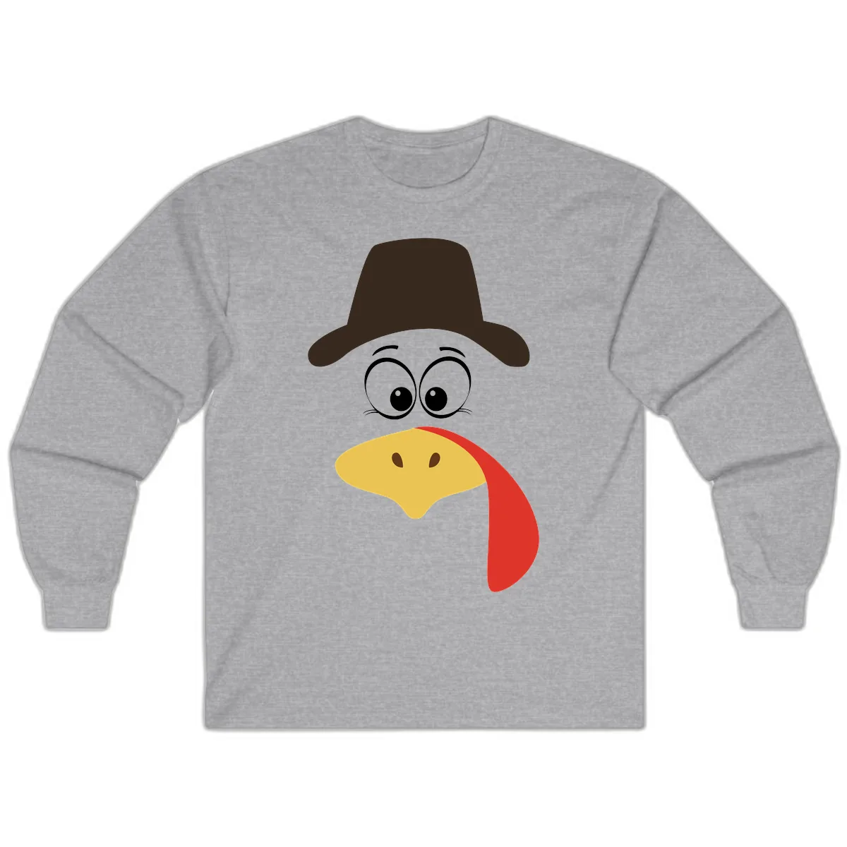 Turkey Trot Cowboy Face Long Sleeve in Sport Grey