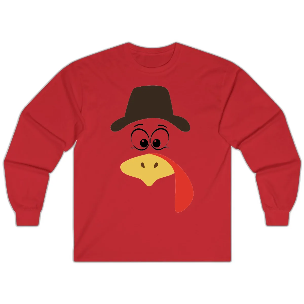 Turkey Trot Cowboy Face Long Sleeve in Red