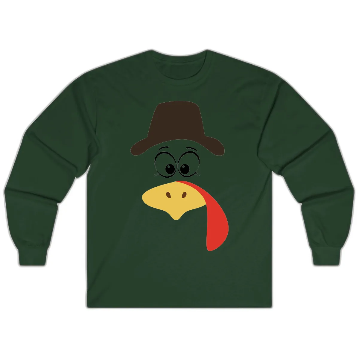 Turkey Trot Cowboy Face Long Sleeve in Forest Green