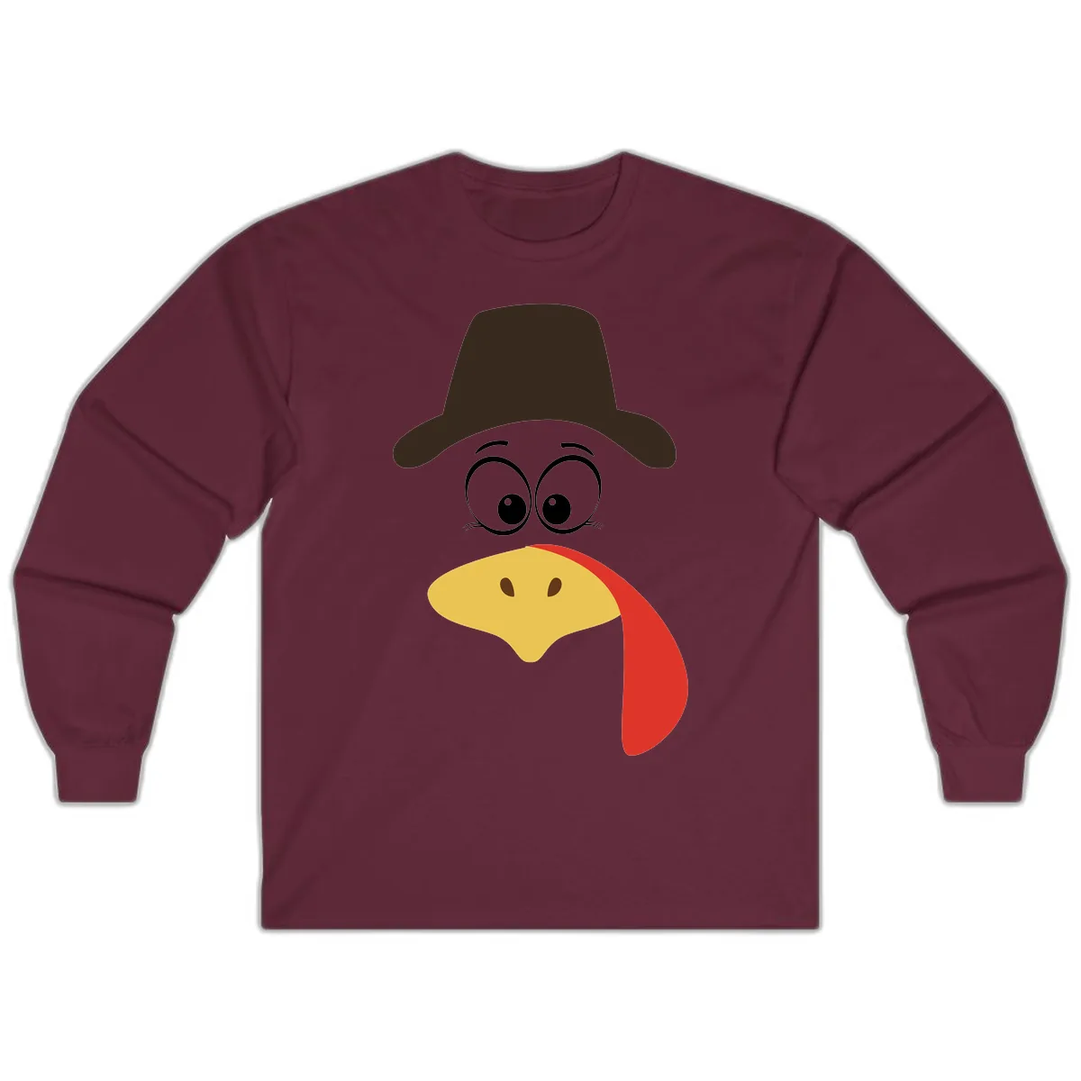 Turkey Trot Cowboy Face Long Sleeve in Maroon