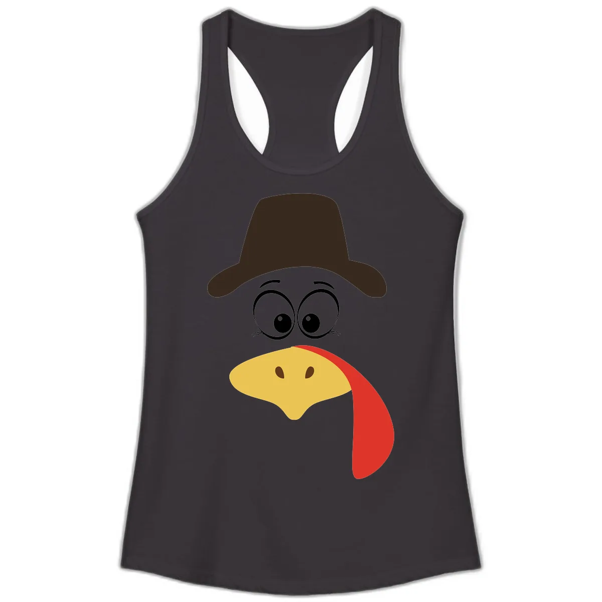 Turkey Trot Cowboy Face Ladies Tank in Black