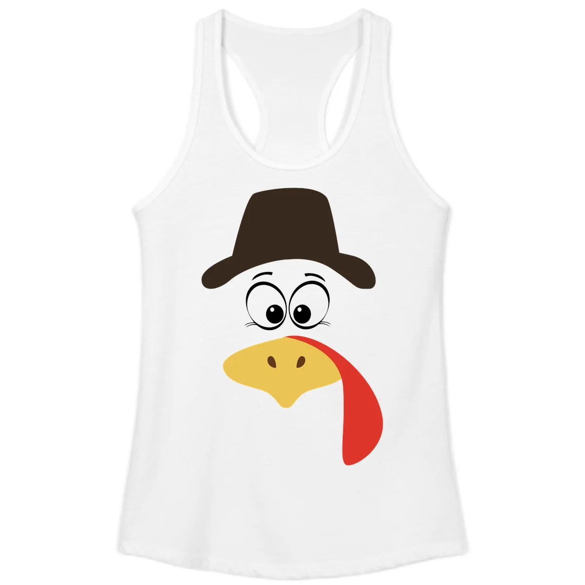 Turkey Trot Cowboy Face Ladies Tank in White