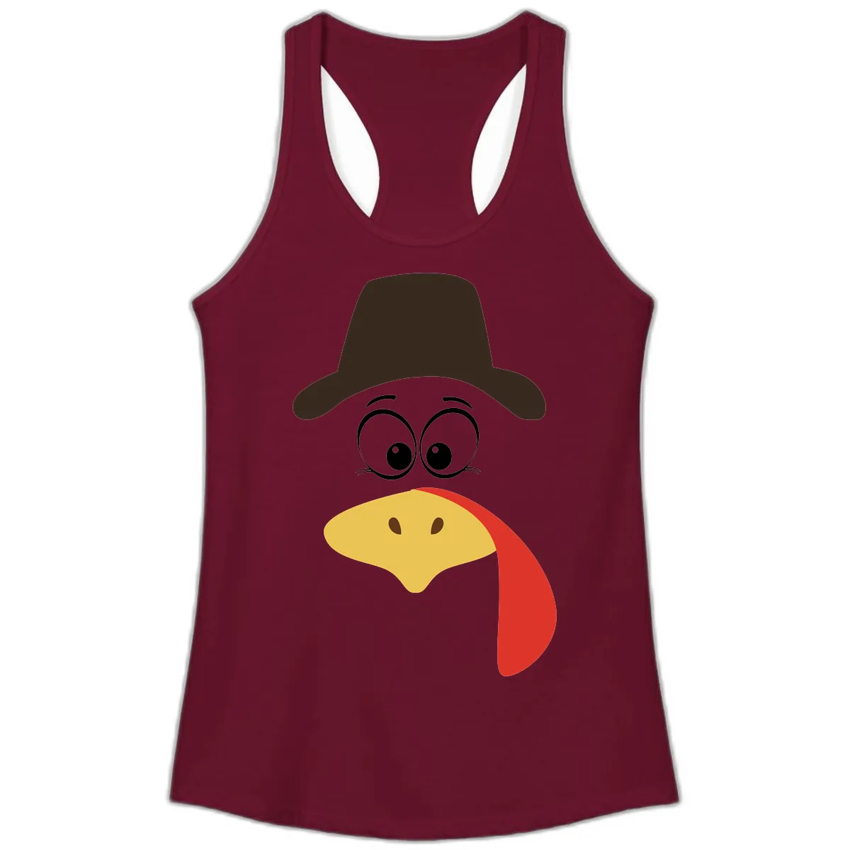 Turkey Trot Cowboy Face Ladies Tank in Solid Cardinal Red
