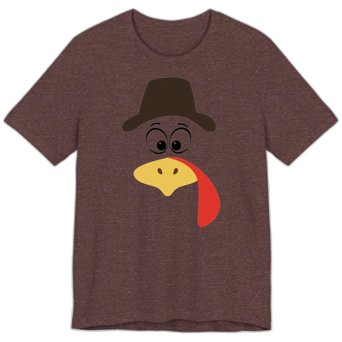 Turkey Trot Cowboy Face Premium T-Shirt in Heather Maroon