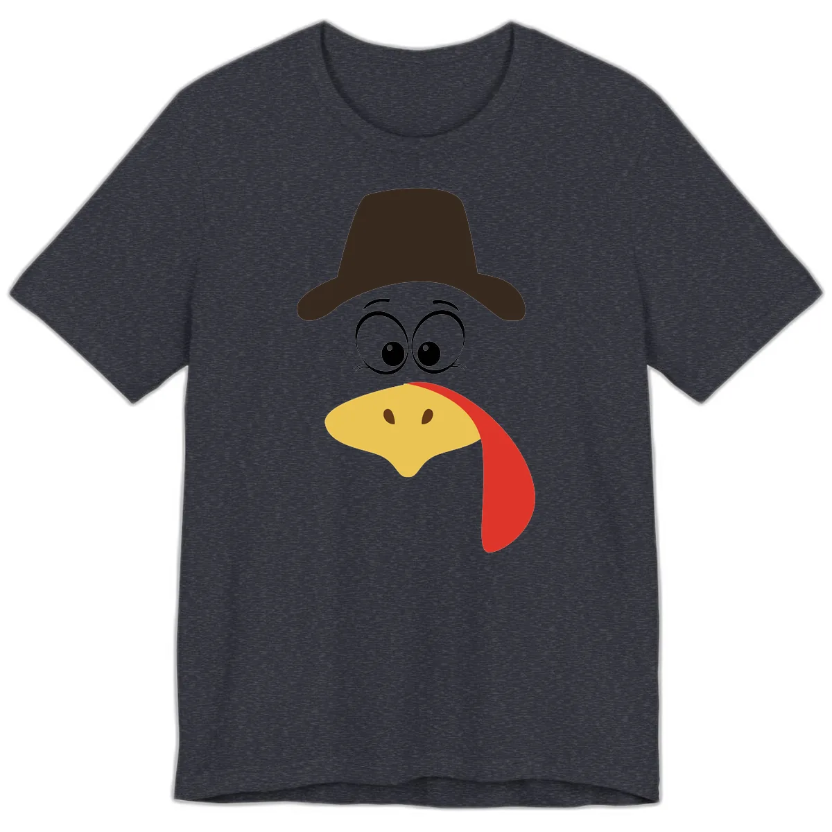 Turkey Trot Cowboy Face Premium T-Shirt in Heather Navy