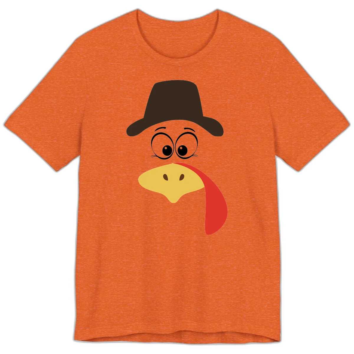 Turkey Trot Cowboy Face Premium T-Shirt in Heather Orange