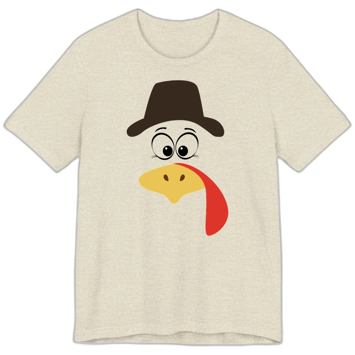 Turkey Trot Cowboy Face Premium T-Shirt in Heather Prism Natural