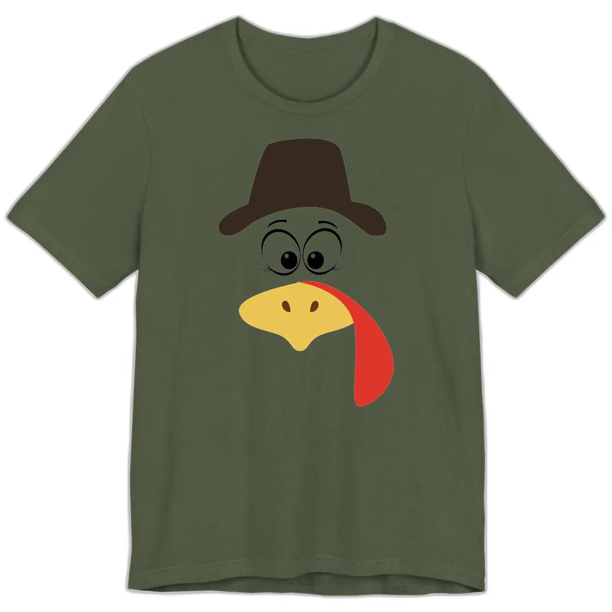 Turkey Trot Cowboy Face Premium T-Shirt in Military Green