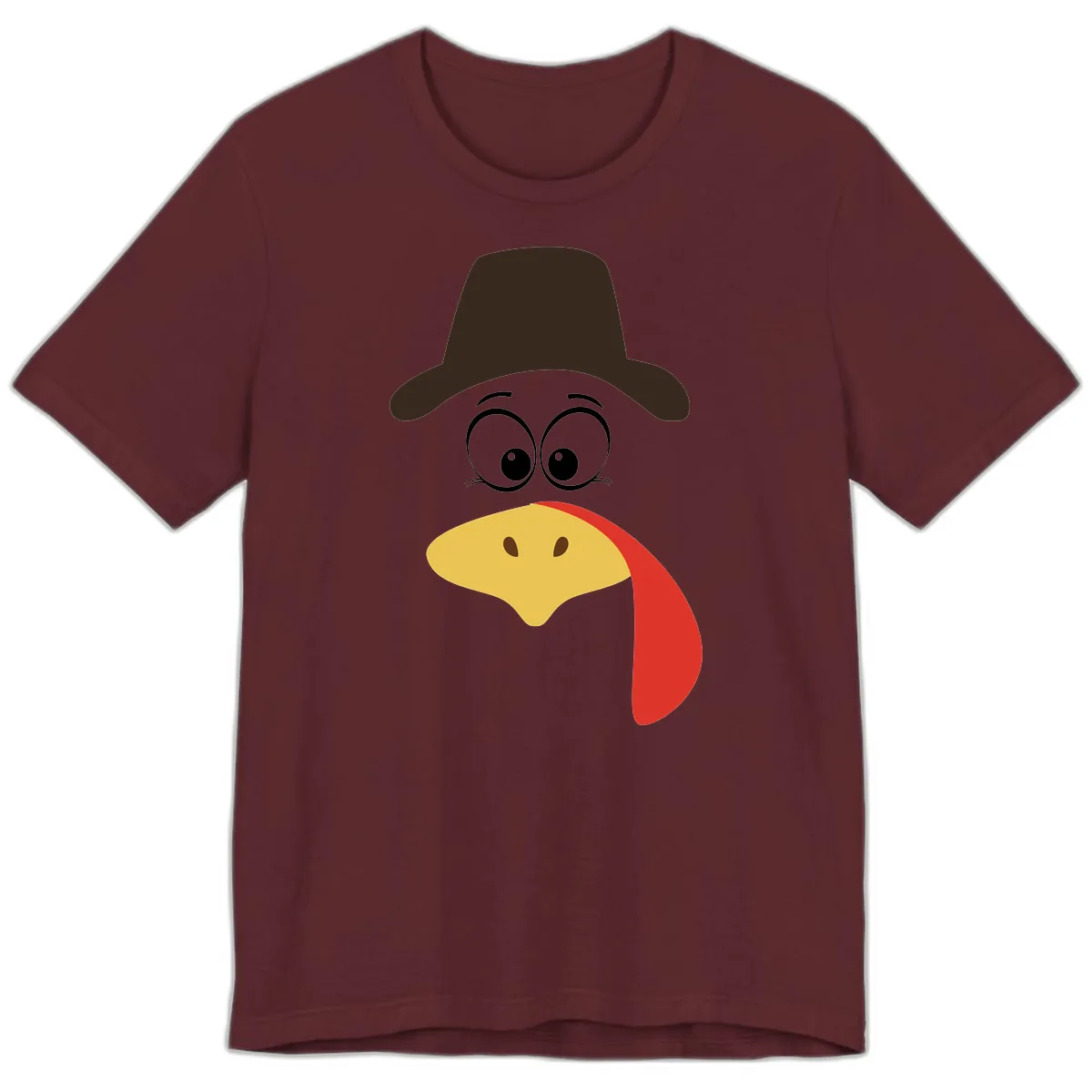 Turkey Trot Cowboy Face Premium T-Shirt in Maroon