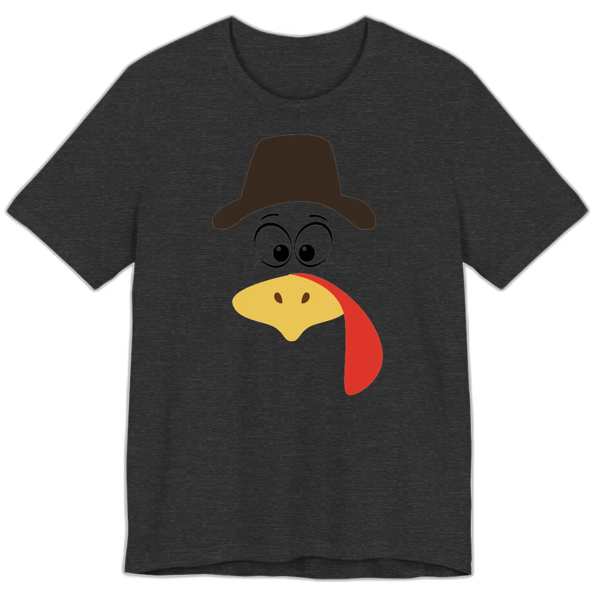 Turkey Trot Cowboy Face Premium T-Shirt in Dark Grey Heather