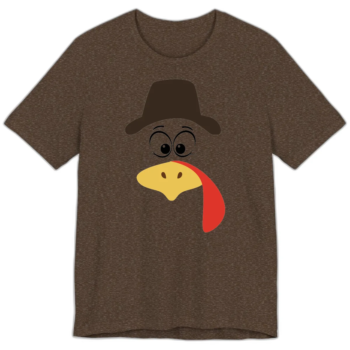Turkey Trot Cowboy Face Premium T-Shirt in Heather Brown